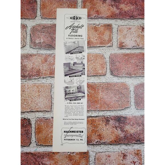 1950 Hako Asphalt Tile Flooring on‎ Americas Smartest Floors Vtg Print Ad - Picture 6 of 6